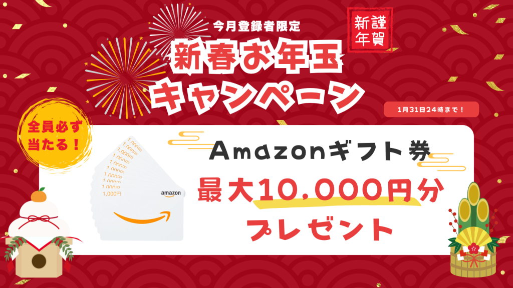 【全員必ず当たる！】最大1万円分のAmazonギフト券プレゼント☆